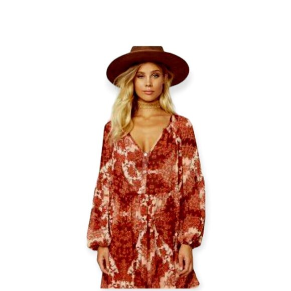 Show Me Your MuMu Sienna Swing Dress M Bohemian Beach - Picture 2 of 14